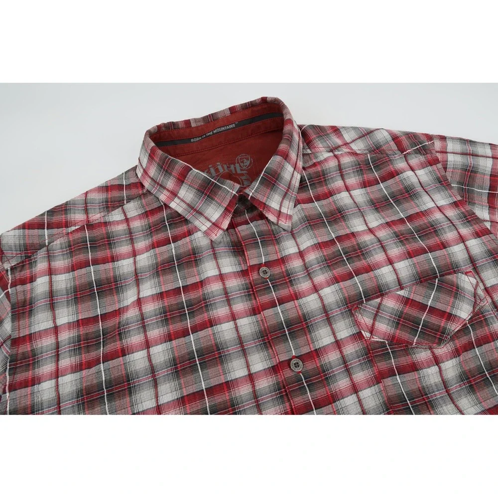 Kuhl Button Down Shirt Mens Large Red Plaid Short Sleeve Performance Outdoor